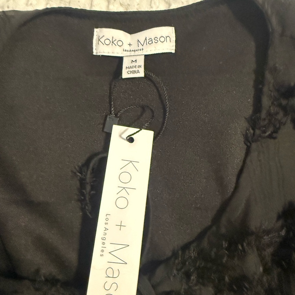 NWT Koko + Mason Lace Ruffle Black  Top Size M - Picture 5 of 10